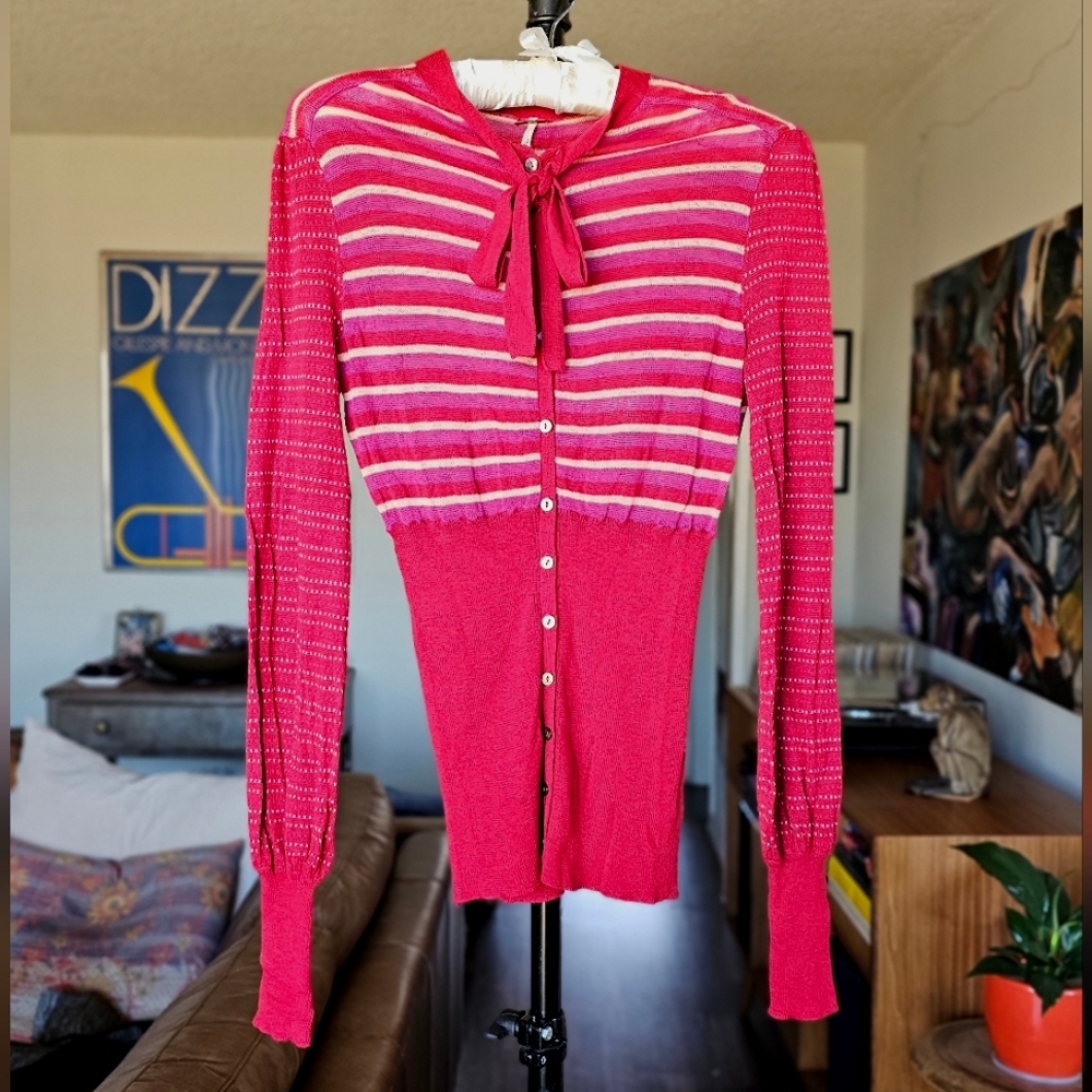 Free‎ People Tie Neck Cardigan Sweater